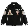 Kurtki męskie High Street Baseball Jacket Men Kobiet Letter Hafdery Retro Hip Hop Płaszcz Kolor Block Para Casual Motorcycle Bomber 221129