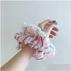 Pony Tails Halter Korea Vintage Frauen Elastische Spitze Haarbänder Krawatte Niedlichen Regenbogendruck Gestreiften Mädchen Mesh Scrunchie Tle Kopfbedeckung Acces Dhp17