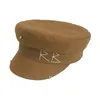 Berets Simproidery RB Hat Women Men Street Fashion Style Sboy Hats Black Flat Top Caps Drop Ship Cap 221130