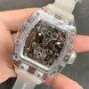 SUPERCLONE chanics reloj Richa Milles tendencia de moda rm056 reloj mecánico completamente automático hueco Tourbillon cinta de cristal de nieve hombre