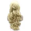 26 "Longo #613 loira de densidade pesada fibra de fibra de fibra frontal Lace Synthetic Hair Wig