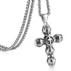 Hangende kettingen charmante zilveren kleur link ketting gebed sieraden roestvrij staal byzantijnse kruisbeeld cross mannen ketting Jezus geschenk mn87
