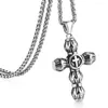 Pendentif Colliers Charme Argent Couleur Lien Chaîne Prière Bijoux En Acier Inoxydable Byzantin Crucifix Croix Hommes Collier Jésus Cadeau MN87