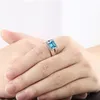 Морское синий симуляция прямоугольник кольца имитация бриллиантовое кольцо Девушка классическая мужчина титановый стальной дизайнер для женщин роскошные подарки Женская девочка