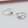 Real Sterling Silver Infinity Knot Hoop Earrings with Original Box for Pandora Fashion Jewelry Wedding Party Gift Earring Set For Women Girls