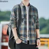 Maglioni da uomo Autunno Inverno Plaid spesso Camicia a maniche lunghe Giacca calda in velluto Business Casual Top Uomo 221129