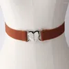 Belts Female Fashion Thin Elastic Stretch Waistband Love Heart Metal Buckle Belt For Women Cinch Waist Seal Cummerband Accessories