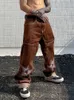 Мужские джинсы новейшего дизайна Star Embroidery Straight Loose Fit Boyfriend Pants Pantalone Hombre Y2K Fashion Brown Mid Rise Baggy For Men 221130