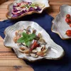 Plates Japanese Shell Plate Dish Creative Simple Irregular Household Ceramic Tableware Fruit Salad Special-shaped Dinner