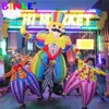 Toptan gökkuşağı dev şişme palyaço kostüm yetişkinler joker süper sirk sahne yetişkinler için karnaval dekorasyon