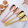 Dinnerware Sets Serving Spoon Set 304 Stainless Steel Kitchen Large Salad Fork Cutlery Dinning Server Utensils Scoop