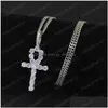 Pendant Necklaces Cross Pendant Diamond Necklace For Men Mens Hip Hop Cuban Chain Luxury Designer Jewelry Women Necklaces Zircon Cop Dhjof