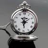 Pocket Watches Unique Silver Full Metal Alchemist Quartz Watch Necklace Chain Fashion Men Women Gifts Saat Relogio De Bolso