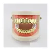 Grillz Dental Grills Hip Hop Smooth Grillz Real Gold Plated Dental Grills Rappers Cool Body Jewelry Four Colors Golden Sier Rose Gu Dh8Yj