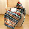 Coperta Sherpa Throw Soft Peluche Reversibile Bohemian Flanella Boho Stripe Letto per divano Divano Decorazioni per la casa TJ7228 221130