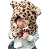 Hattar Autumn Winter Baby With Hooded Scarf Sweet Bear Ear Warm Thick Plush Kids Caps For Boys Girl Cap Accessories