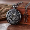 Relógios de bolso gorben mecânica masculina phoenix e dragão squeleton assistir números romanos antigos