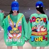 Damen Hoodies Sweatshirts Frühling Vintage Niedlicher Cartoon Designer Sweatshirt Übergroße Langarmkleidung für Teenager Kawaii Girl Goth Streetwear Fashion 221129