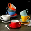 Tazze da 300 ml Set di tazze da caffè e piattino Tè al latte Tazza in ceramica Tazze d'acqua Ufficio Casa Pomeriggio