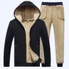 Hommes Survêtements Agneau Cachemire HoodiePant Survêtement Épais Hiver Marque Casual À Capuche Survêtement Chaud Polaire Sweat 221130