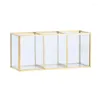 Storage Boxes Gold Glass Makeup Brush Holder Container Ring Earring Clear Drop
