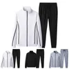 Gym Vêtements 1 Set Hommes Sportswear Color Block Veste Pantalon Côtelé Manchette Manteau À Lacets