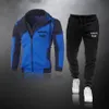 Mens Tracksuits مخصصة للمسارات غير الرسمية الرجال يضع أغطية الرأس والسراويل 2 قطعة سستة من النوع الثقيل الزي الرياضي بدلة الذكور الذكور الملابس 221130