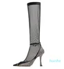 2022 women Ladies sexy Knee boots high heels Fashion booties dress shoes pillage toe pionted toes wedding party buckle diamond Str5429603