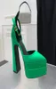 green Medusa Aevitas Juno CrystalEmbellished shoes satin Pointed toe platform Pumps chunky high Heels sandals women039s Luxury8637594