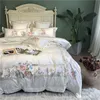 Set di biancheria da letto 1000TC Cotone Egiziano Ricamo di Lusso Bianco Set Queen King size Super Copripiumino Set lenzuola parure de lit 221206