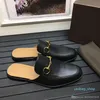 summer sandals slippers Men Brand Loafers slip on slides cover square toe flats genuine leather male casual shoes 02