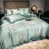 Ensembles de literie Couleur riche Ensemble de housse de couette florale élégante Eucalyptus Lyocell Drap de lit doux et soyeux Taies d'oreiller Ensemble Twin Double Queen King 221129