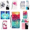 3D Schedel Lederen Portemonnee Gevallen Voor Samsung Galaxy A54 5G A14 S23 S22 Ultra Plus A13 S20 FE A42 Note 20 Dreamcatcher Bloem Vlinder Flip Cover Houder Kaart Pouch Strap