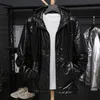 Shiny Silver Metallic Jacket Men Party Dance Night Club Mens Hip Hop Coats Slim Hooded Streetwear Jaqueta Masculina