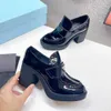 Dress Shoes triangle leather British high heels thick soled small leather shoes Mary Jane put on women