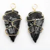 Colares pendentes de pendura de pedra negra de seta de pedra sinuos de pedra dourados para pinos para os acessórios de jóias para fazer diy 4pcs/lote