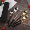 Dinnerware Sets 1SET Stainless Steel Portable Spoon And Fork Chopsticks Set Thin Portuguese Tableware Student Travel Box Packing Cutlery