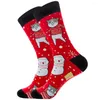 Chaussettes homme homme noël automne hiver année Sox père noël arbre neige wapiti cadeau heureux grande taille 39-46