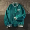 Herrjackor alfabetet tecknad tryck våffla baseball uniform män amerikansk retro gata lös jacka harajuku hip hop casual coat 221129