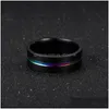 Band Rings Fashion Carbon Black Men Ring Titanium Wedding Rings For Women Colorf Band Plated Stainless Steel Jewelry Drop Delivery Dhprf