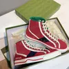 10A TBTGOL Homens Grid High Top Sneakers 1977 Designer Sapatos Mulheres Verde Vermelho Web Stripe Canvas Flats Off The Runner Trainers Borracha Sole Sh