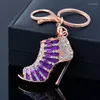 Keychains Sinleery High Heels Sexig munnyckelring smycken röd svart kubik zirkoniumnyckelring mode 2022 Arriva ys002 ssp