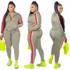 Kvinnors tvådelade byxor Plus Size S-4XL 2 Set Women Fall Clothes Sweatsuit Joggers Outfit Zip Top Sweatpants Tracksuit grossist Drop 221130