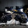 Bedding sets 1000TC Egyptian cotton Blue Purple Set Luxury Queen King size Bed sheet set Embroidery Duvet cover parure de lit adulte 221129