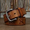 B￤lten ￤kta l￤derb￤ltet m￤n svart pin sp￤nne 3,8 cm handv￤v lyxdesigner cowskin ceinture homme tjock