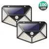 Lampes murales solaires 2200Mah extérieure 100 lumière LED mise à jour capteur de mouvement Pir lampe de sécurité étanche pour cour escaliers Garage Dhc2E