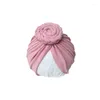 Berets Cute 1PCS Solid Stripe Braid Flower Baby Girls Hat Infant Toddler Kids Knot Turban Children Beanie Cap Po Props