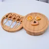 Bamboo Cheese Board and Knife Set Tools Round Charcuterie Boards Swivel Meat Platter Holiday Housewarming Gift Kitchen Tools SN4257