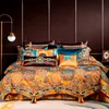 Beddengoed sets chic huis 4 6 10pcs plaats faux zijden luxe grote jacquard met borduurwerk gouden dekbedovertrek beddenbladen bedel 221129