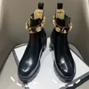 Bottes de designer pour femmes à semelles épaisses courtes bottes Chelsea noires printemps et automne